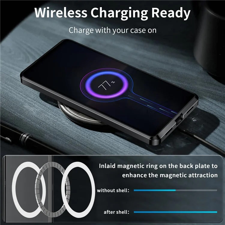 Magic Shield Magnetic Series for Sony Xperia 5 V Case Metal+TPU Phone Cover with Lens Protection - Black
