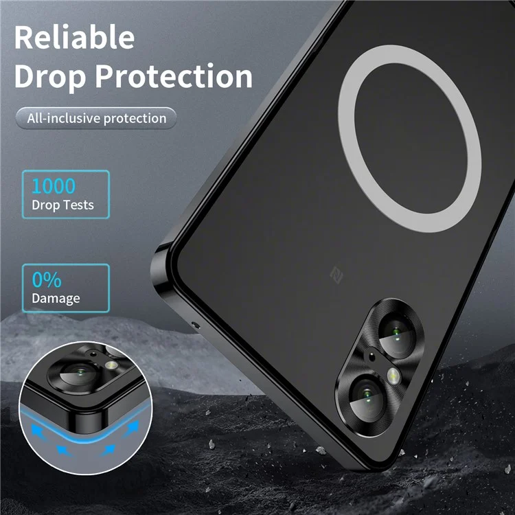 Serie Magnética Magic Shield Para Sony Xperia 5 V Case Metal+TPU Telebra Con Protección de Lentes - Negro