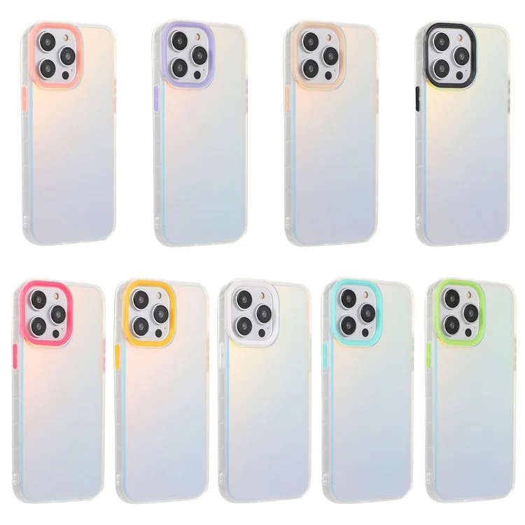 Para iPhone 15 Pro Max Case PC+TPU Phone Protector Anti-queda Laser Matte Protective Cover - Light Pink