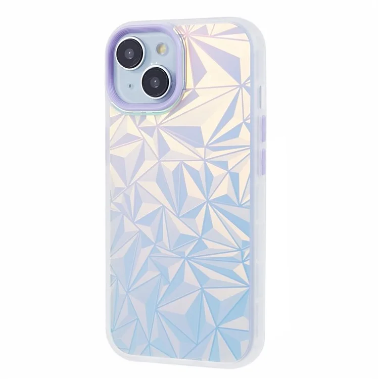 Étui de téléphone pour iPhone 14 en TPU+PC, texture diamant au laser, anti-chute - Violet