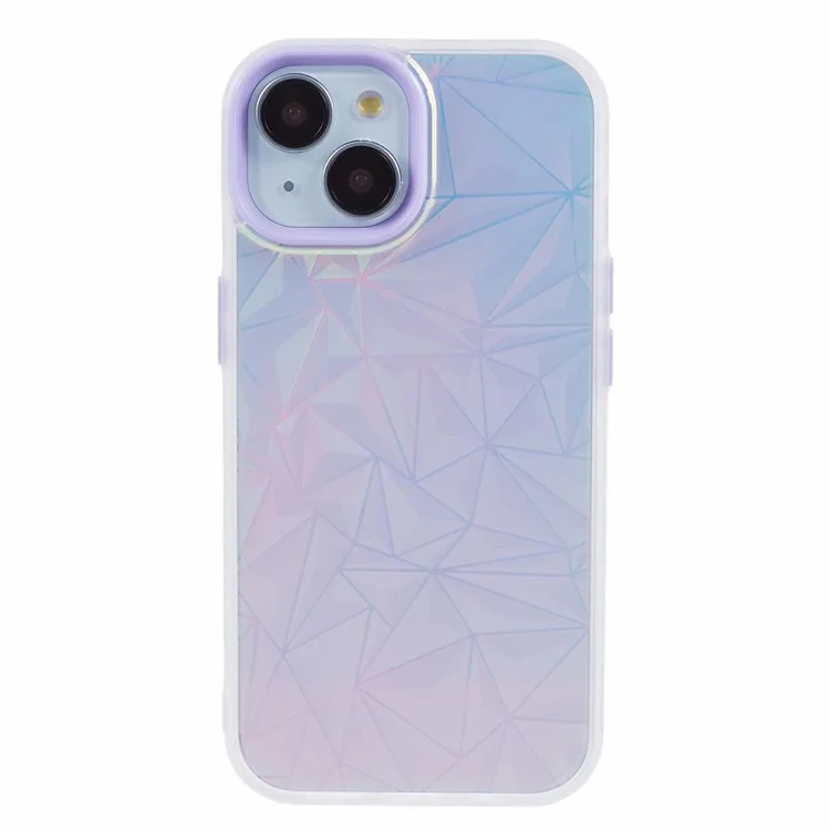 Étui de téléphone pour iPhone 14 en TPU+PC, texture diamant au laser, anti-chute - Violet