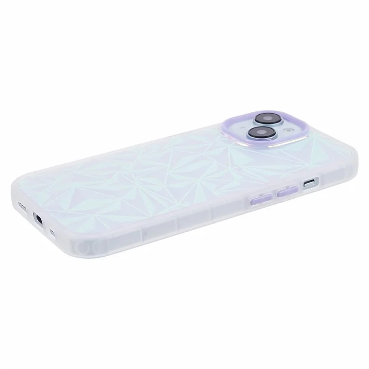 Étui de téléphone pour iPhone 14 en TPU+PC, texture diamant au laser, anti-chute - Violet