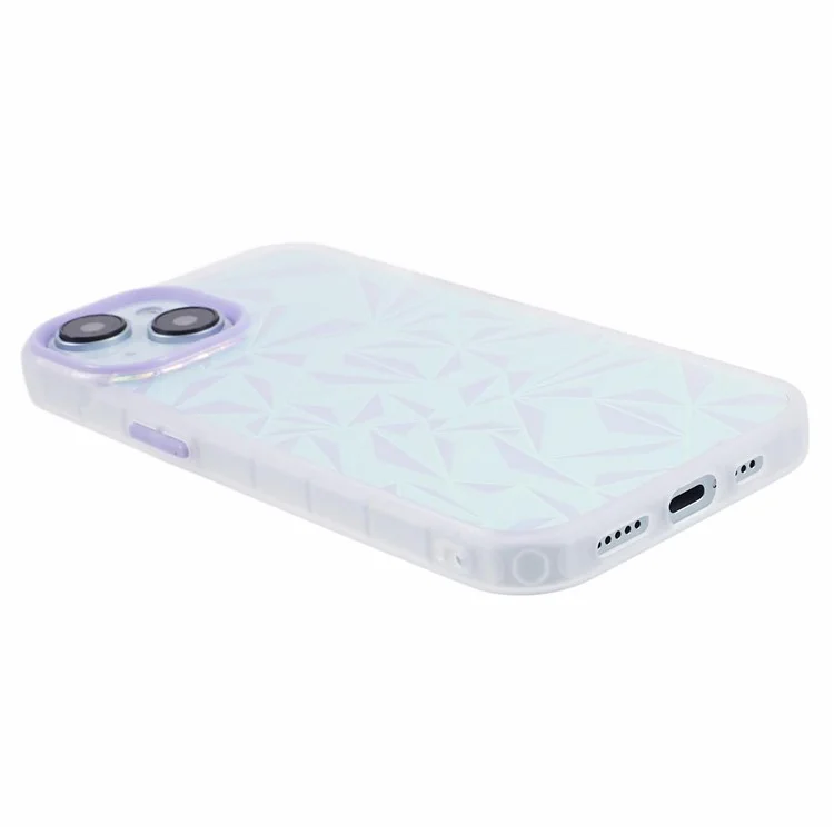 Étui de téléphone pour iPhone 14 en TPU+PC, texture diamant au laser, anti-chute - Violet