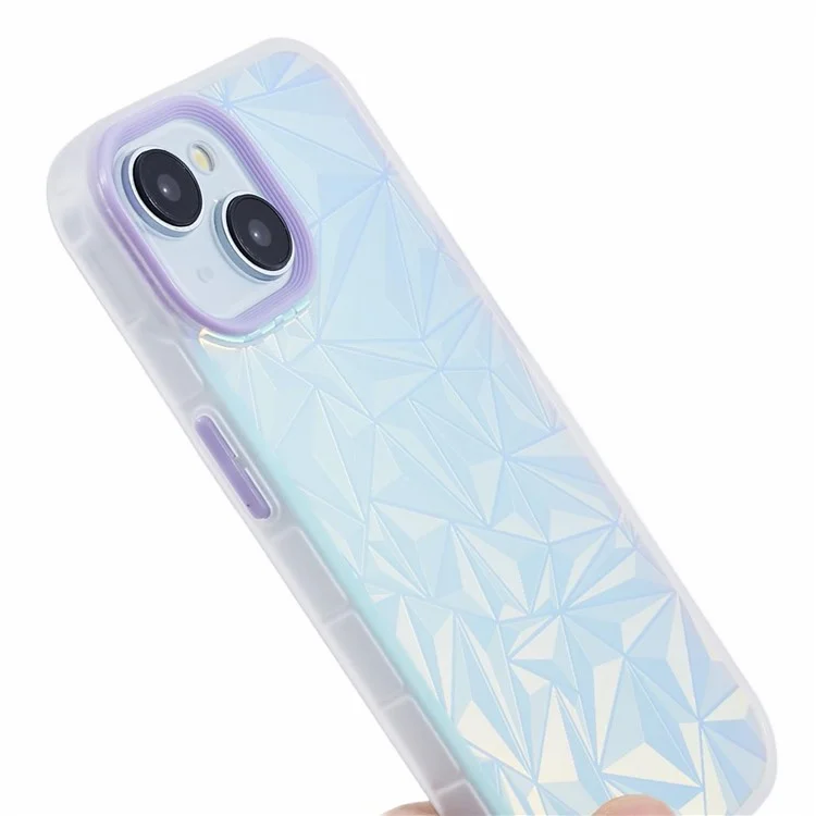 Étui de téléphone pour iPhone 14 en TPU+PC, texture diamant au laser, anti-chute - Violet