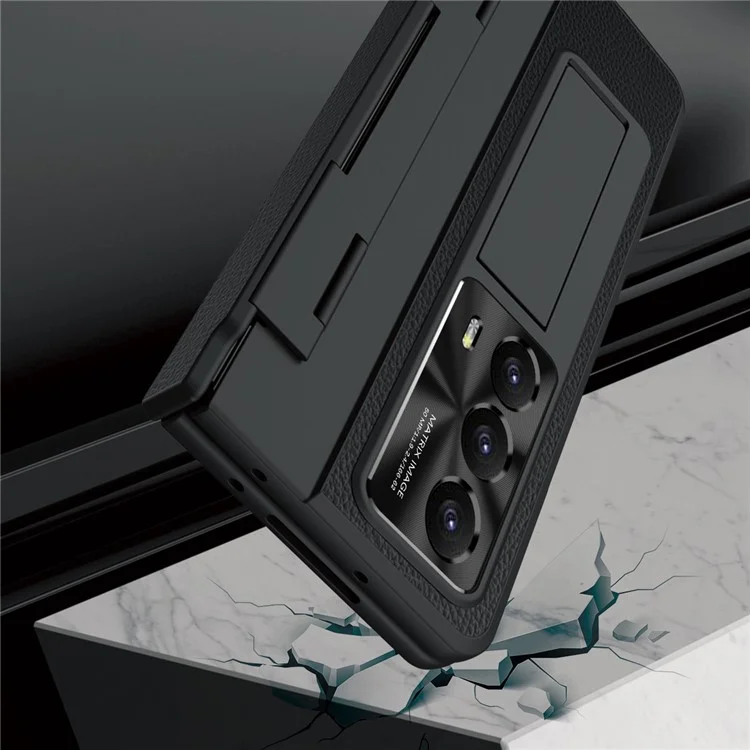 Para Honra Mágica Vs2 5G Caso Couro+PC Capa de Telefone com Filme de Vidro Temperado - Preto 