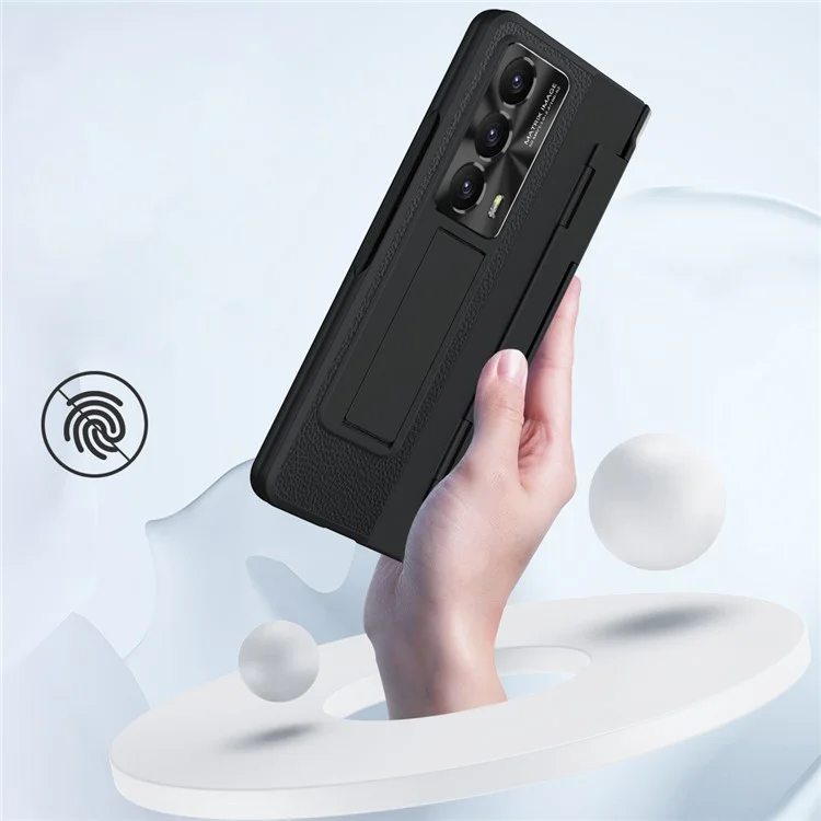 Para Honra Mágica Vs2 5G Caso Couro+PC Capa de Telefone com Filme de Vidro Temperado - Preto 