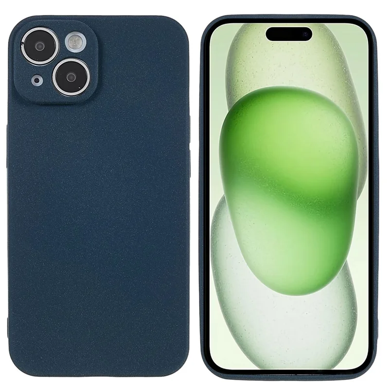 For iPhone 15 Plus Case TPU Anti-scratch Double-Sided Matte Phone Protector - Navy Blue