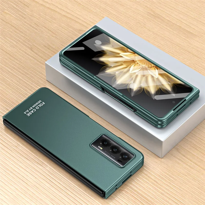 For Honor Magic Vs2 5G Case Hard PC Matte Phone Cover with Tempered Glass Film - Green