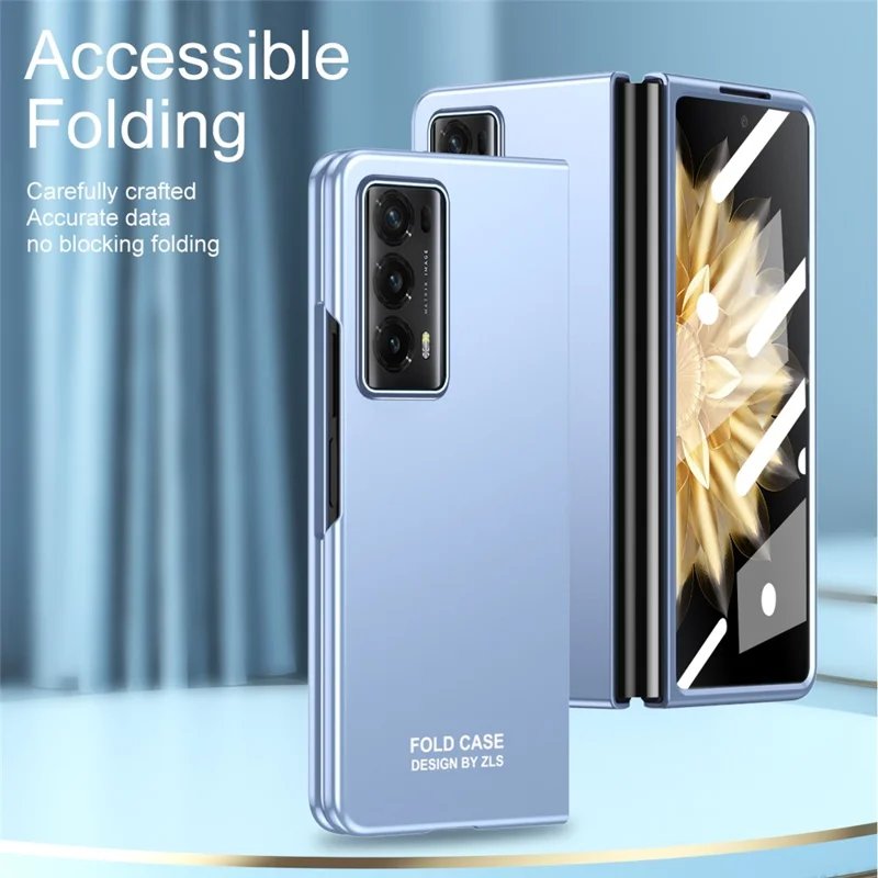 For Honor Magic Vs2 5G Case Hard PC Matte Phone Cover with Tempered Glass Film - Green