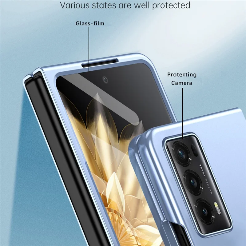 For Honor Magic Vs2 5G Case Hard PC Matte Phone Cover with Tempered Glass Film - Green