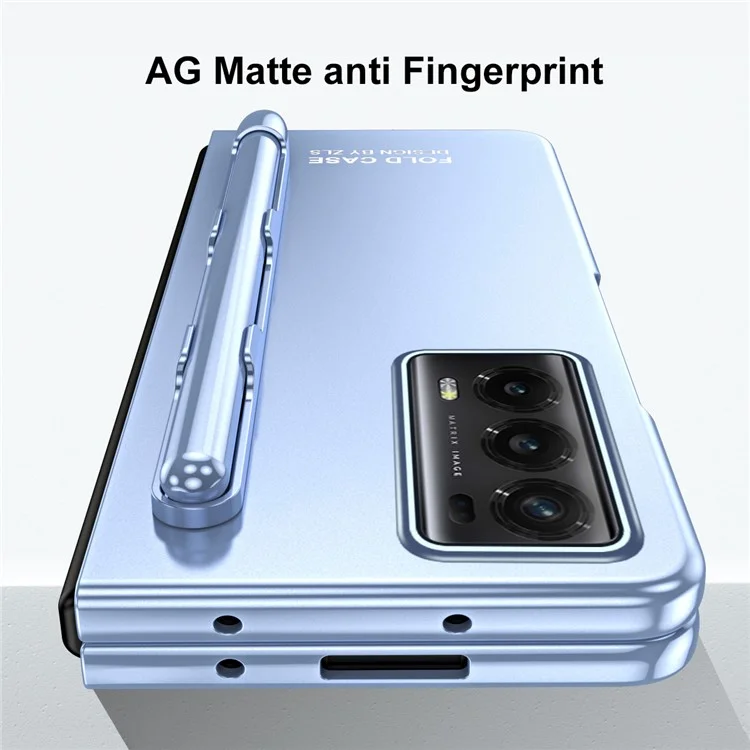 For Honor Magic Vs2 5G Case Matte Phone Cover mit Gehärtetem Glas-Film / Stylus - Blau