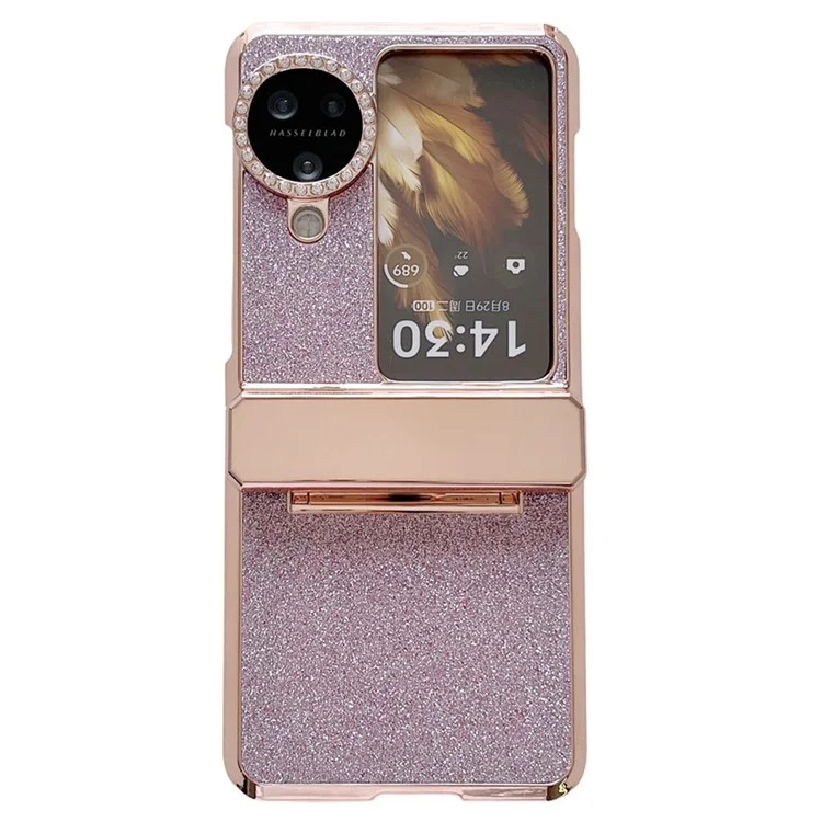 Для Oppo Найти N3 Flip 5G Case pu Leather + PC Glitter Phone Cover - Розовый