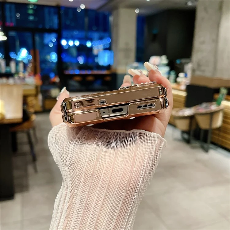Для Oppo Найти N3 Flip 5G Case pu Leather + PC Glitter Phone Cover - Розовый
