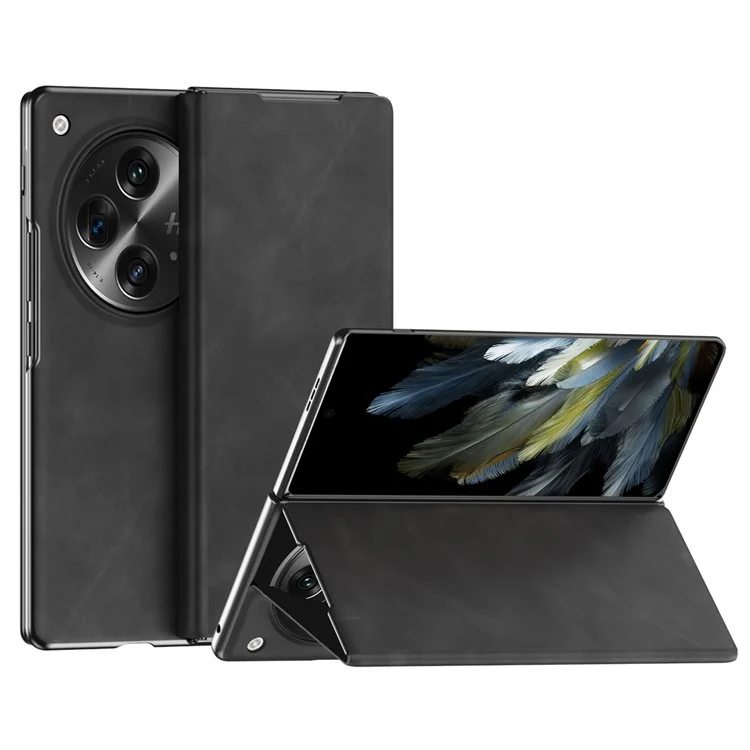 For Oppo Find N3 5G Phone Case Nappa Texture Leather + PC Cover with Stand - Black