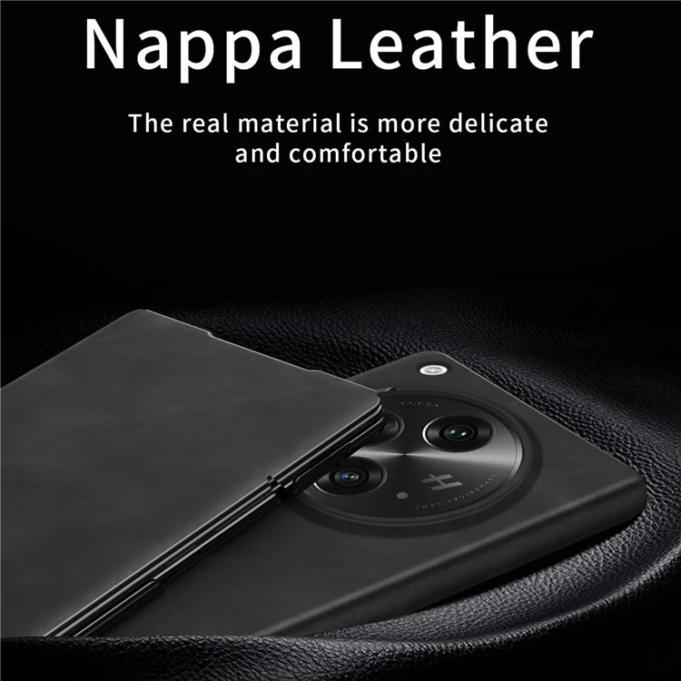 For Oppo Find N3 5G Phone Case Nappa Texture Leather + PC Cover with Stand - Black
