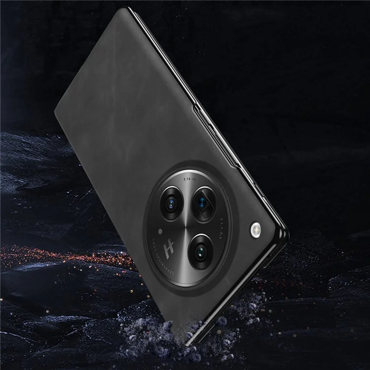 For Oppo Find N3 5G Phone Case Nappa Texture Leather + PC Cover with Stand - Black