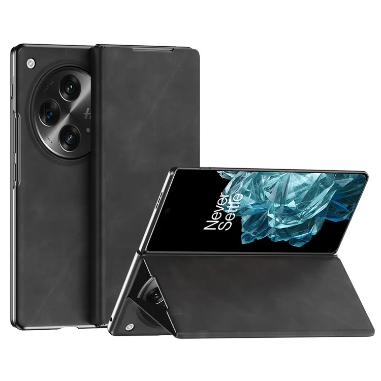 Funda plegable abierta de OnePlus Nappa Texture Stand Leather + PC Phone Cover - Negro