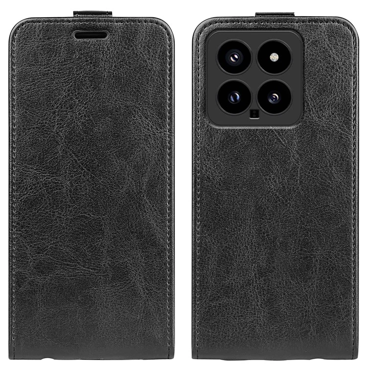 Para Xiaomi 14 Case Crazy Horse Texture Leather Cover com Suporte para Cartão - Preto