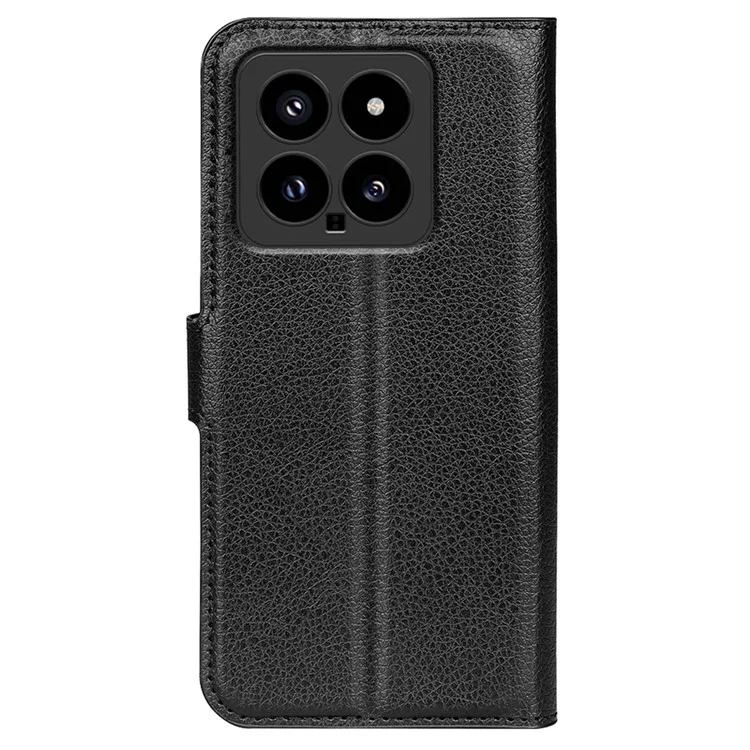 Pour Xiaomi 14 Case Litchi Texture PU Leather Stand Phone Wallet Cover - Noir