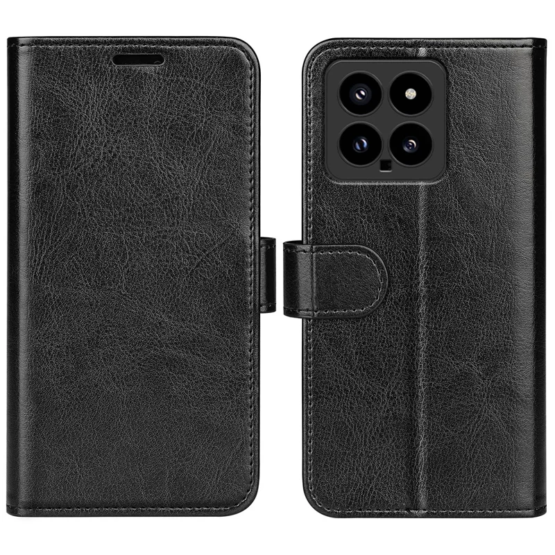 Etui na Xiaomi 14, etui portfelik z kozą PU o fakturze konia, pokrywa telefoniczna - Czarny