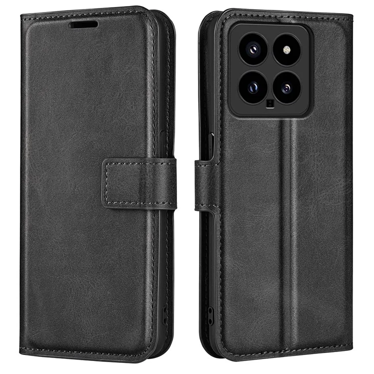 Para Xiaomi 14 Case Calf Texture PU Leather Flip Phone Wallet Cover - Preto