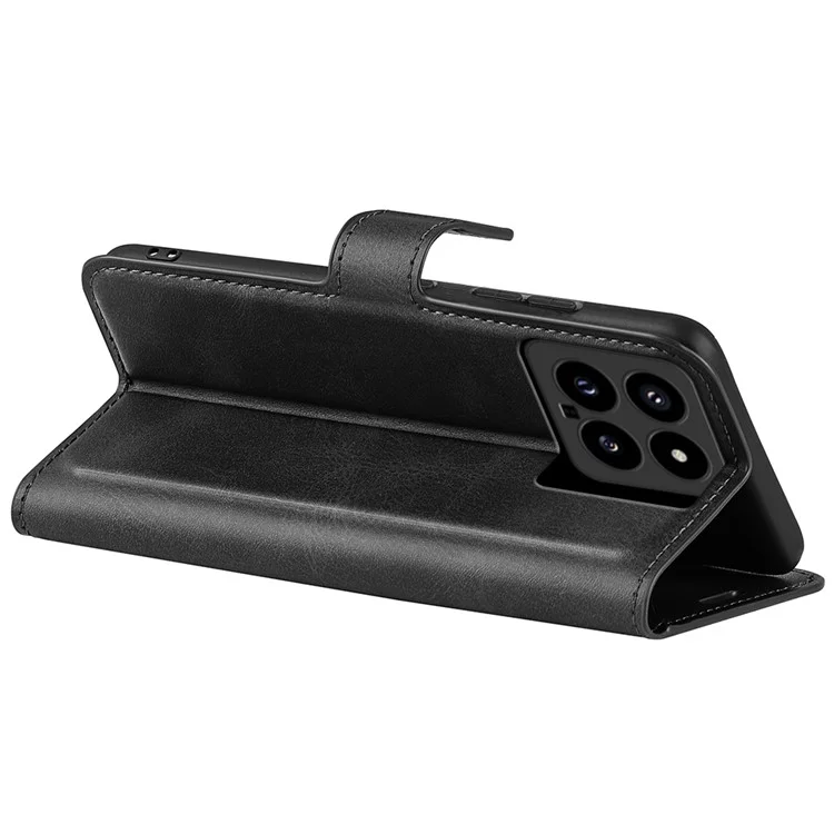 Para Xiaomi 14 Case Calf Texture PU Leather Flip Phone Wallet Cover - Preto