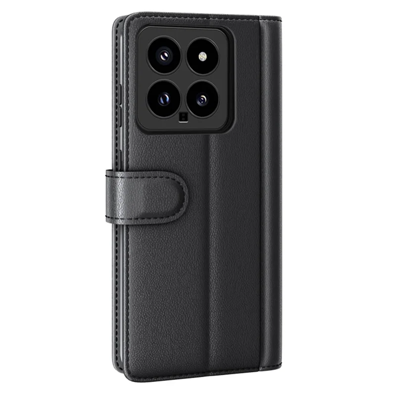 Чехол для Xiaomi 14, из натуральной разделенной кожи с бумажником - черный
