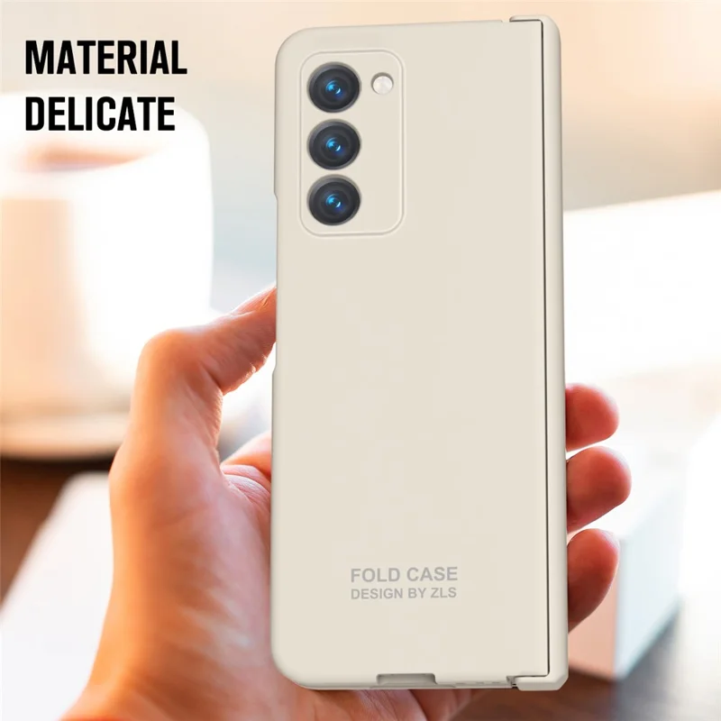 Для Samsung Galaxy Z Fold2 5G Hard PC Case Anti-scratch Phone Cover with Tempered Glass Film - Бежевый
