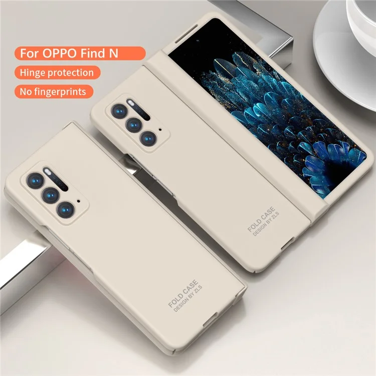 Für Oppo Find N-Hülle Kratzfeste, harte PC-Handyhülle mit Glasfolienfilm - Beige