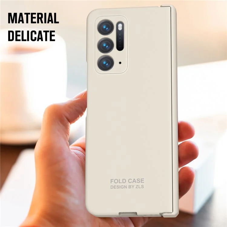 Für Oppo Find N-Hülle Kratzfeste, harte PC-Handyhülle mit Glasfolienfilm - Beige