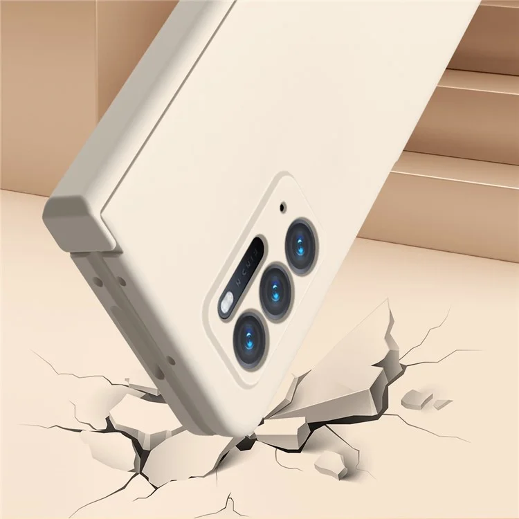 Für Oppo Find N-Hülle Kratzfeste, harte PC-Handyhülle mit Glasfolienfilm - Beige