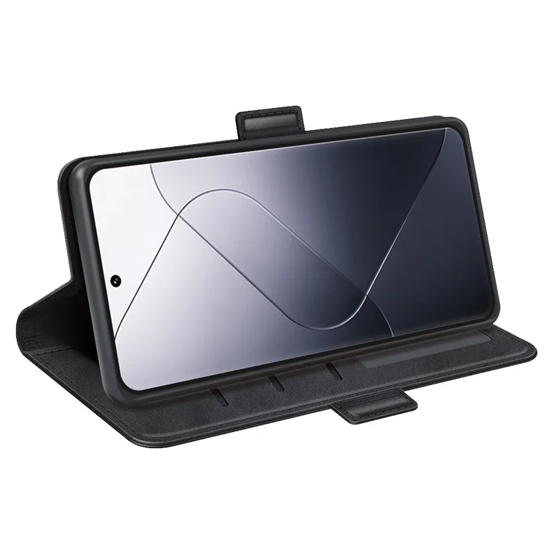 Für Xiaomi 14 Pro Hülle PU-Leder Magnetverschluss Geldbörse Cover - Schwarz