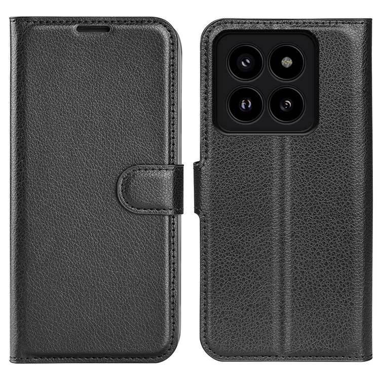 Para Xiaomi 14 Pro Case Litchi Texture Anti-scratch Wallet Leather Cover - Negro