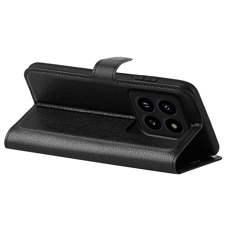 Para Xiaomi 14 Pro Case Litchi Texture Anti-scratch Wallet Leather Cover - Negro