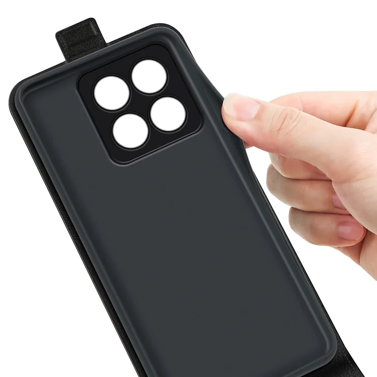 Pour Xiaomi 14 Pro Étui Texture Cheval Fou Vertical Rabat Housse En Cuir - Noir