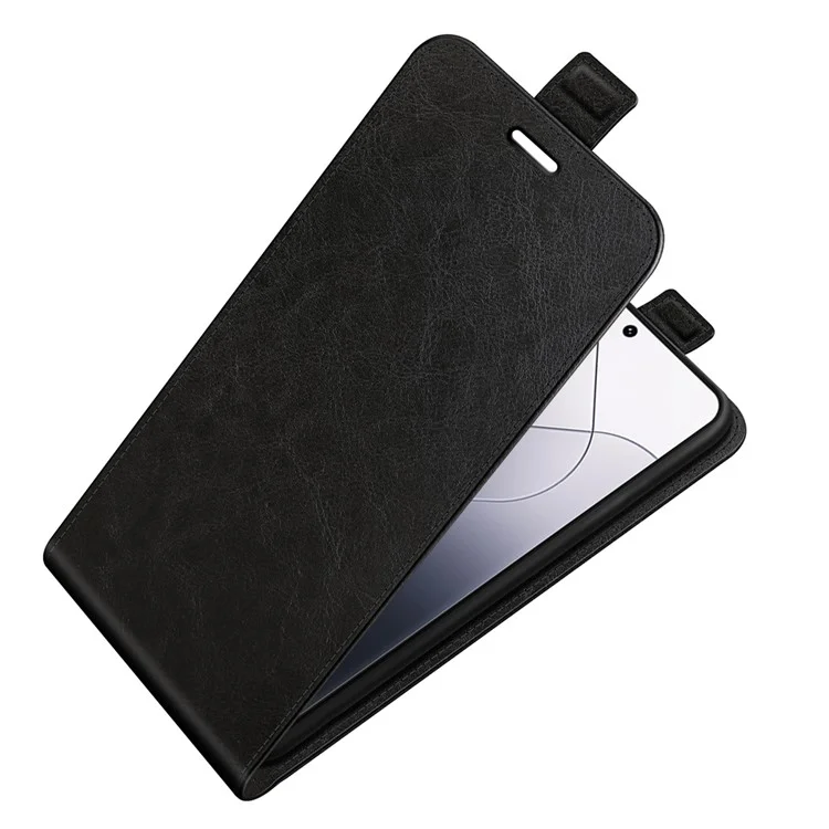 Pour Xiaomi 14 Pro Étui Texture Cheval Fou Vertical Rabat Housse En Cuir - Noir