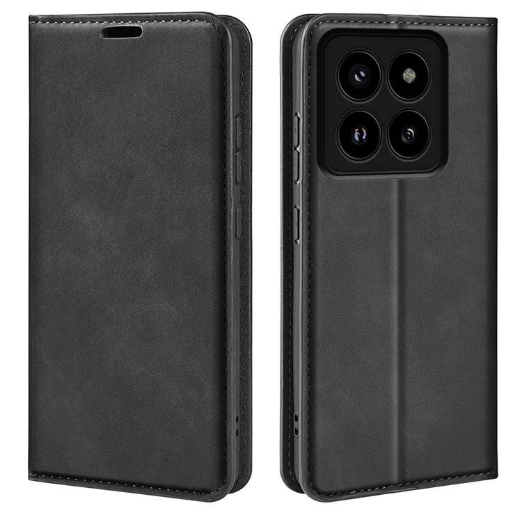 Para Xiaomi 14 Pro Funda Carcasa de Piel de PU Cartera Plegable - Negro