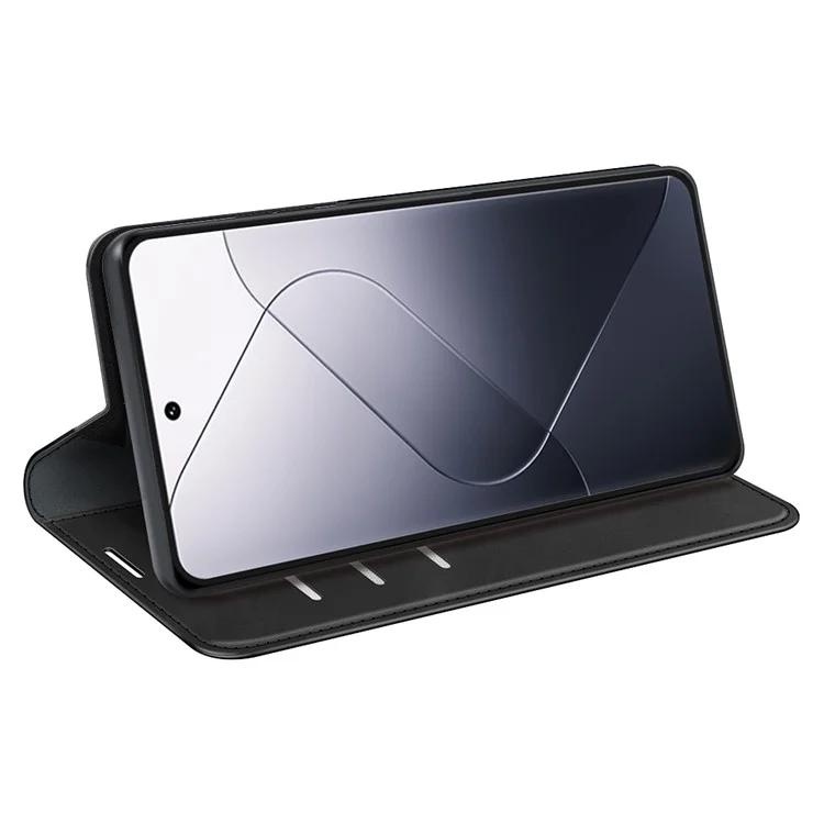 Para Xiaomi 14 Pro Funda Carcasa de Piel de PU Cartera Plegable - Negro