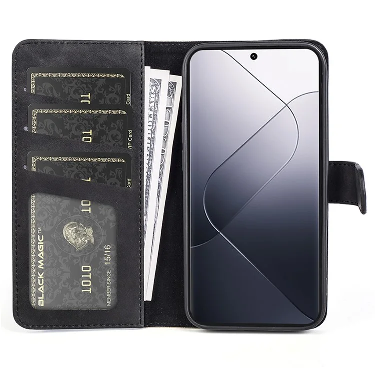 Per Xiaomi 14 Pro Case Stand Wallet Color Splicing Phone Cover - Nero