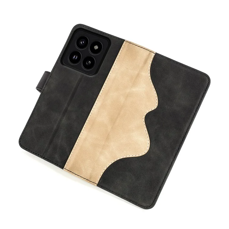 Per Xiaomi 14 Pro Case Stand Wallet Color Splicing Phone Cover - Nero