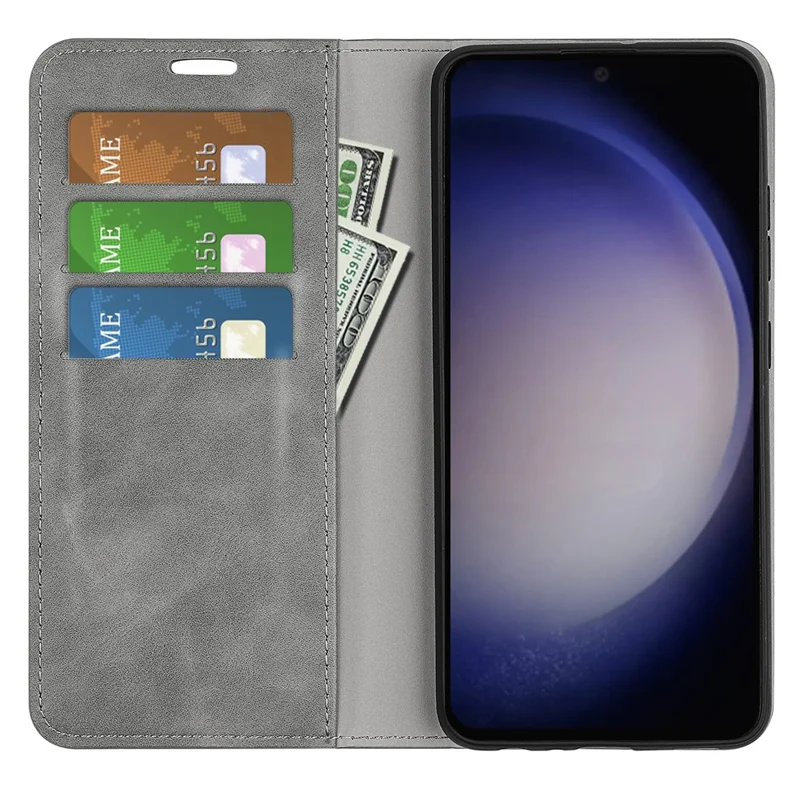 Für Samsung Galaxy S24+ Case Skin-touch Leder Wallet Handyhülle - Grau