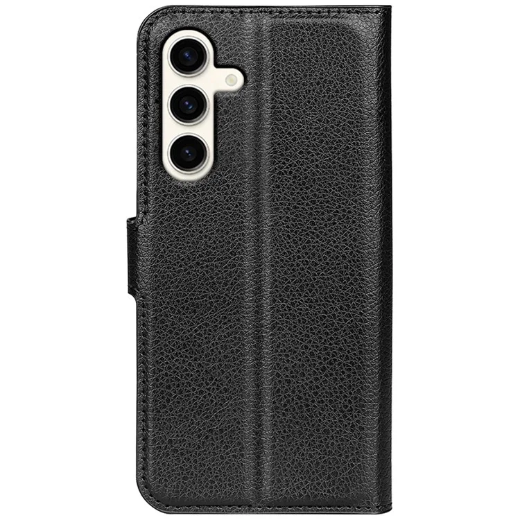 Per Samsung Galaxy S24+ Cover Portafoglio Stand Texture Litchi Cover per telefono - Nero