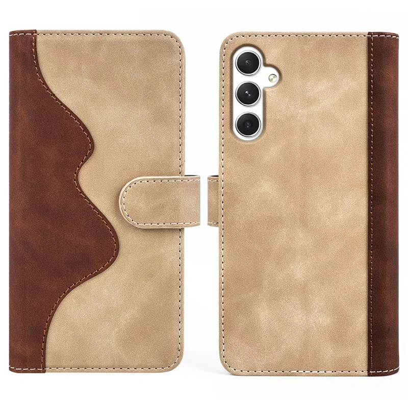 Para Samsung Galaxy S24 Case Wallet Color Splicing PU Leather Folio Phone Cover - Amarelo