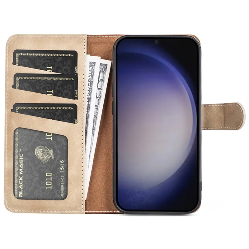 Para Samsung Galaxy S24 Case Wallet Color Splicing PU Leather Folio Phone Cover - Amarelo