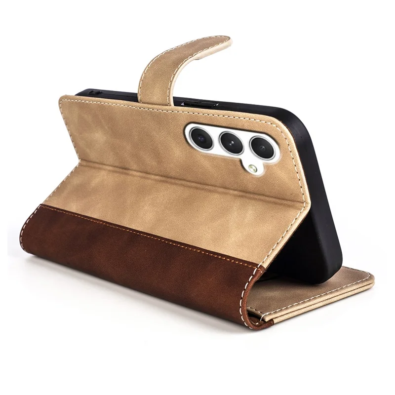 Para Samsung Galaxy S24 Case Wallet Color Splicing PU Leather Folio Phone Cover - Amarelo