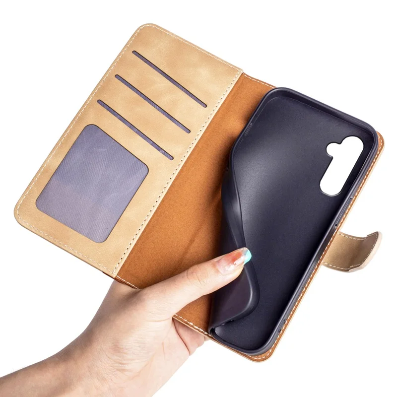 Para Samsung Galaxy S24 Case Wallet Color Splicing PU Leather Folio Phone Cover - Amarelo