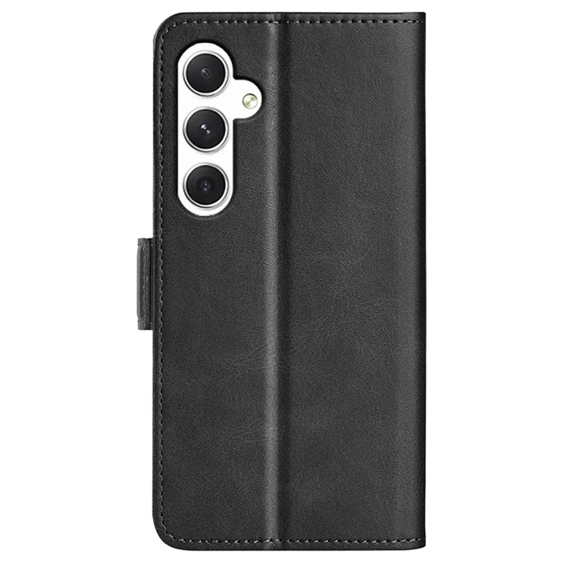 Para Samsung Galaxy S24 Case PU Leather Dual Magnetic Clasp Protective Cover - Preto