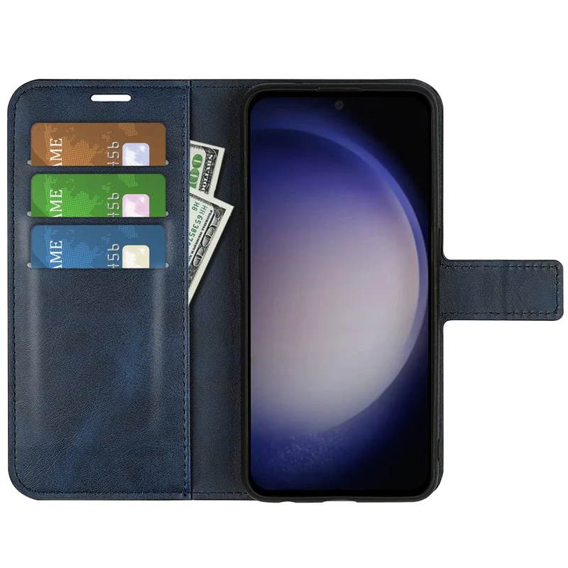 Para Samsung Galaxy S24+ Capa Flip Stand Carteira de Couro PU Cobertura de Telefone - Azul