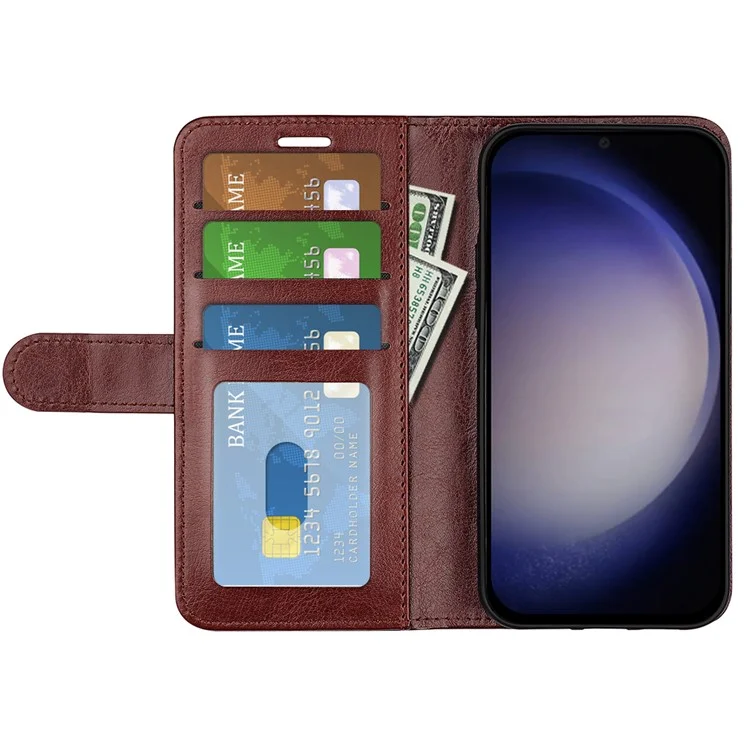 Pour Samsung Galaxy S24+ Étui Crazy Horse Texture Magnetic Flip Phone Cover - Brun