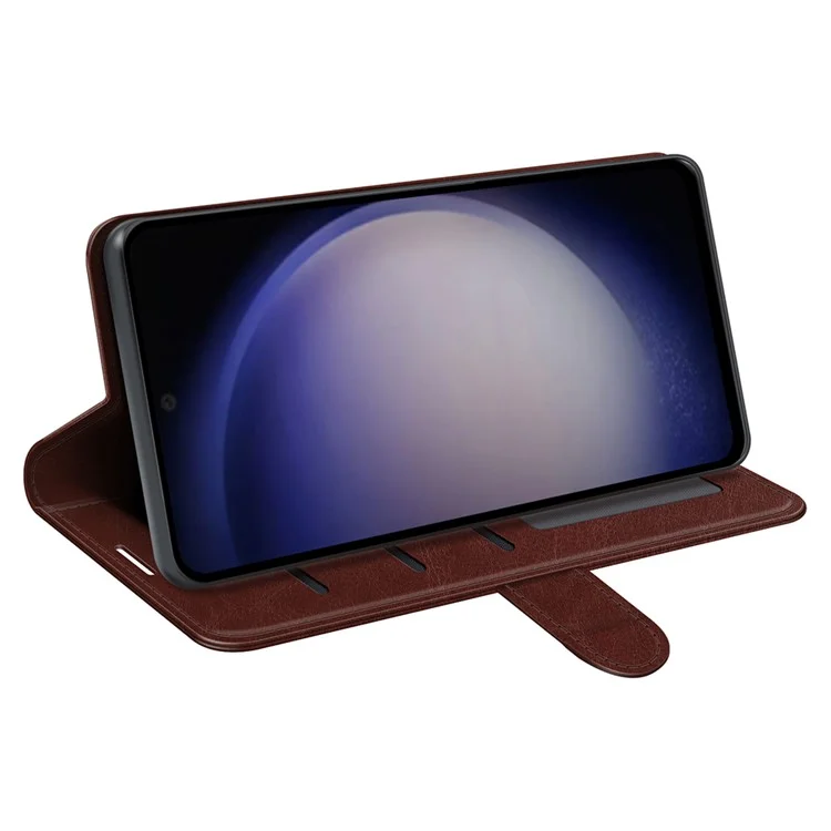 Pour Samsung Galaxy S24+ Étui Crazy Horse Texture Magnetic Flip Phone Cover - Brun